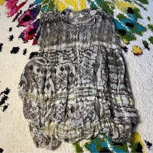 Boho printed brown free people dress shirt